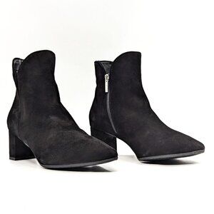 Aquatalia Women Kaylani Black Suede Office Dress Cutout Ankle Boot size 12